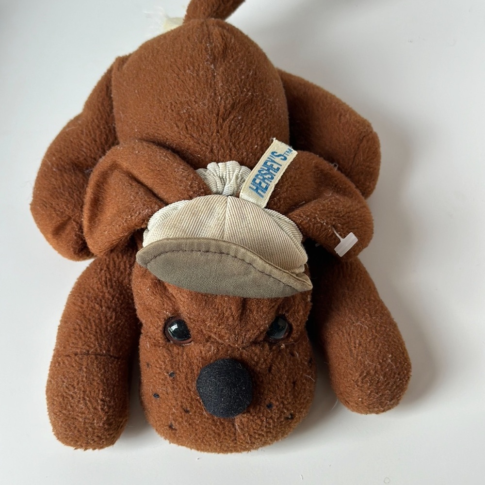 Hersheys Puppy Dog Brown Tan Sitting W/ Hat 6in Plush Petting Zoo Vintage